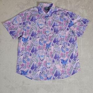 NWOT Morning Witch Fairy Garden Purple Button Down Women's Shirt XL Birds